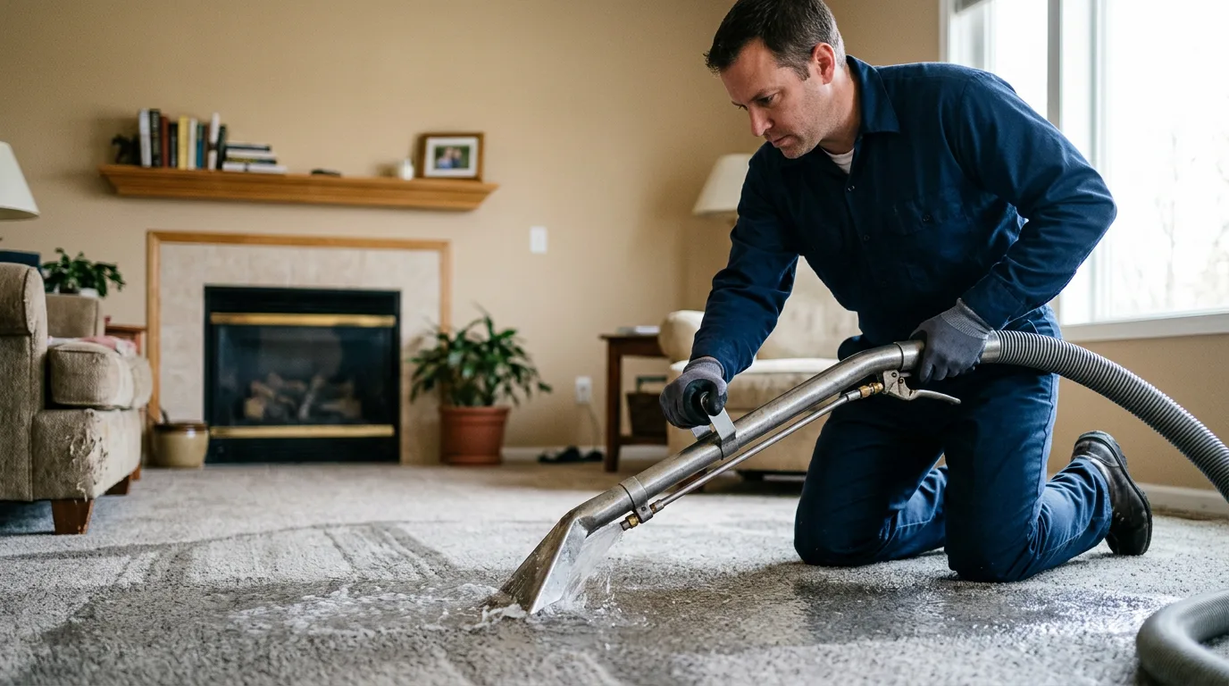 Water damage restoration technician working near Jadwin, MO